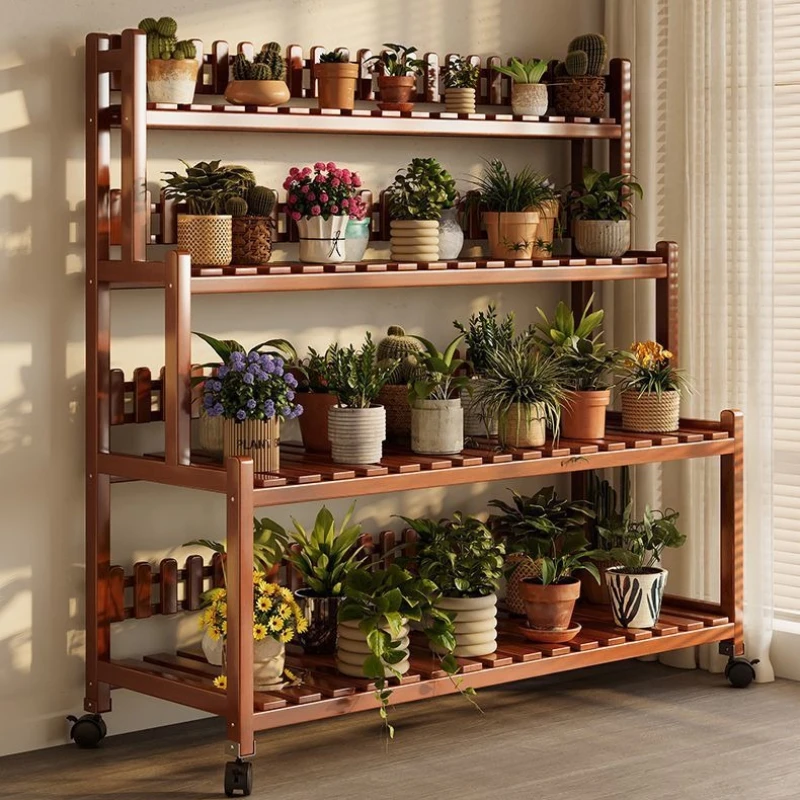Durable Floor-to-ceiling new stepped movable multi-layer flower pot shelf