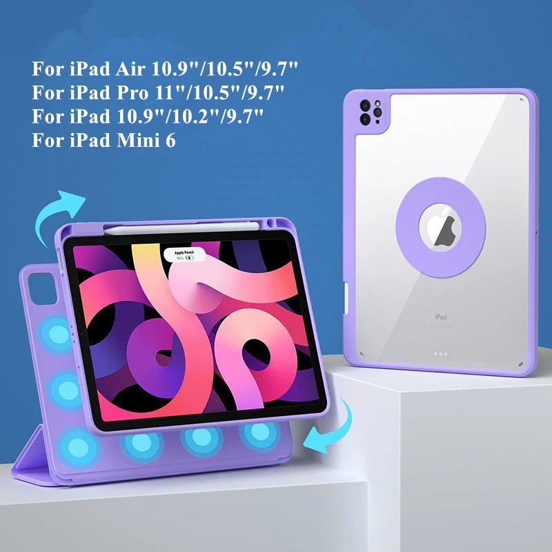 

For iPad 10th/9th Detachable Magnetic Case for Pro 11 for Air 5/4 10.9 Case 7th 8th 10.2 Air 10.5 9.7 Cover Mini 6 2021 Funda