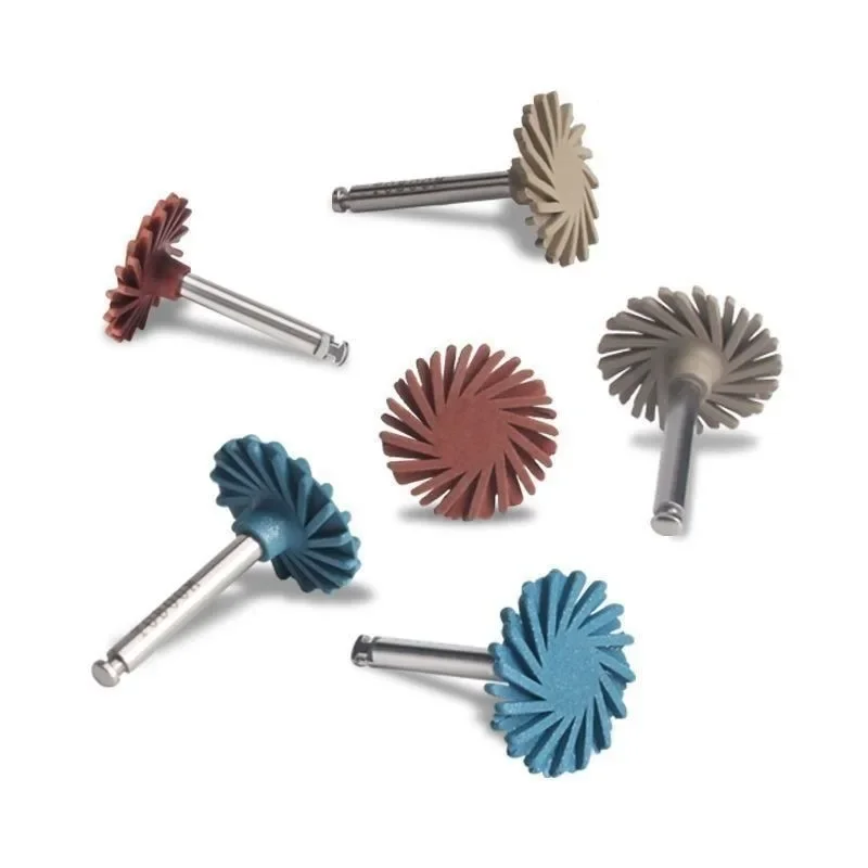 6PCs Dental Polishersn Silicone Polishing Wheels Polished Aesthetic Whirl Self Glazed Cast Disc Composite Resin Spiral Flex Tool