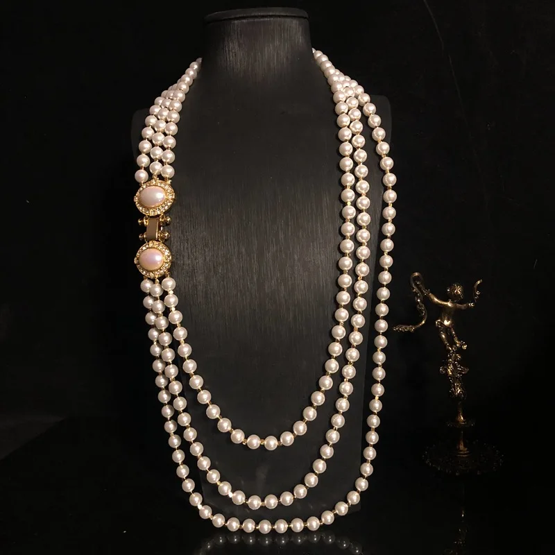 Multilayers Pearls Choker Necklace, Sweater China Necklaces Collares