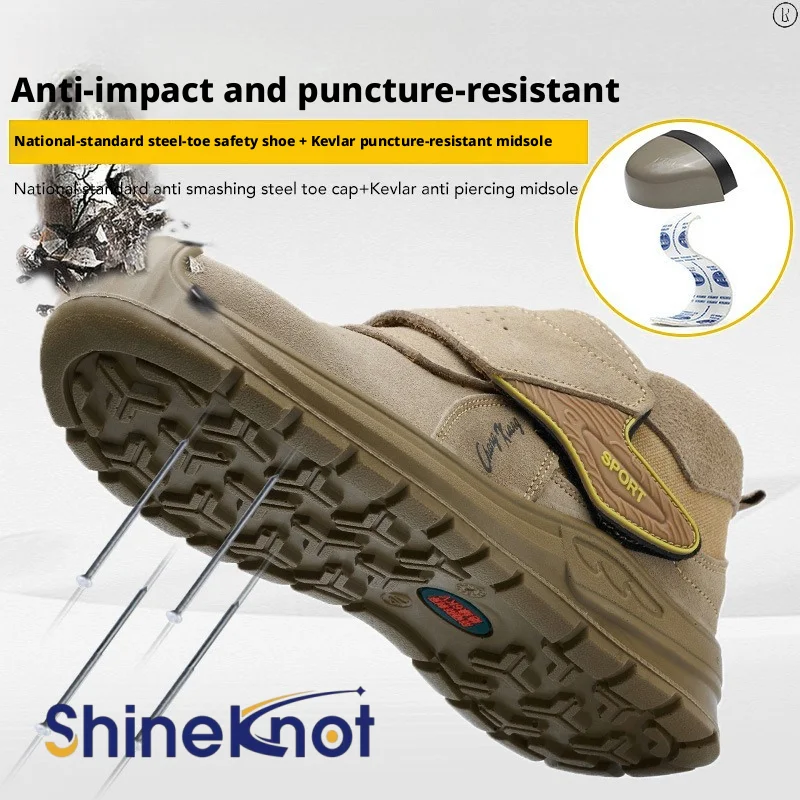SHINEKNOT Anti Smashing Anti Stabbing Anti Scalding Heat-Insulating Breathable Wear-Resistant Solid Labor Protection Shoes