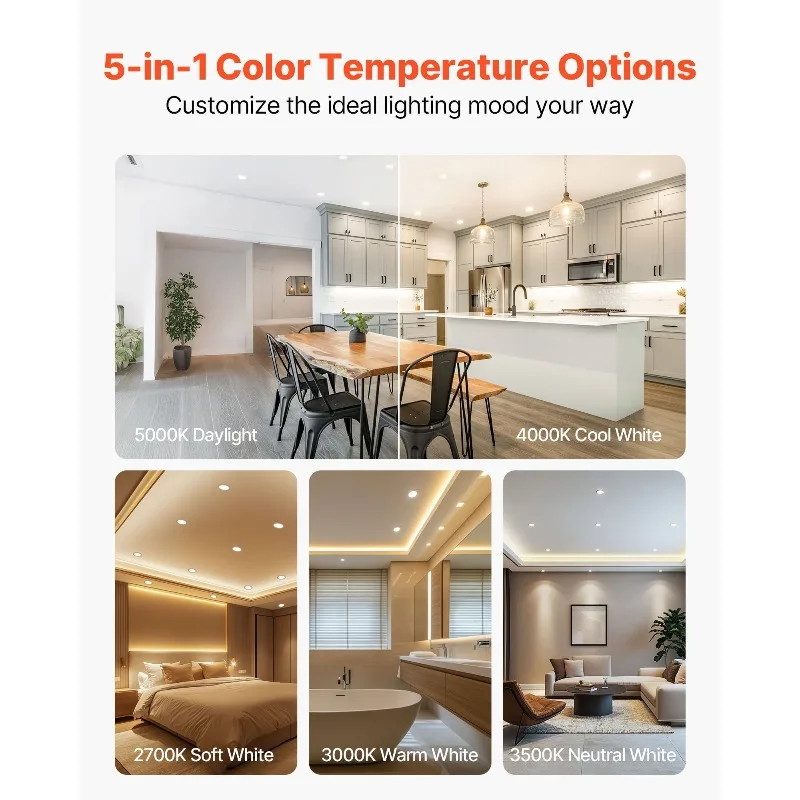 12 パック LED 埋め込み型照明 5/6 インチ レトロフィット カンライト 1050 LM 13W 5CCT