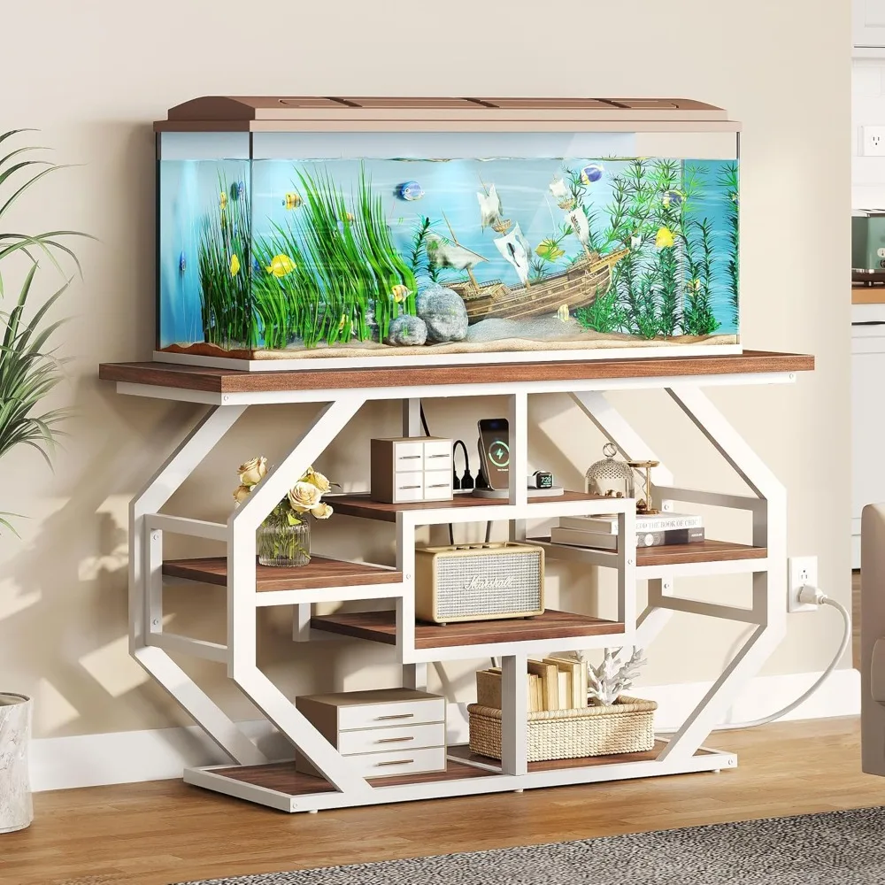 

Heavy Duty 55-75 Gallon Fish Tank Stand with Power Outlet, Marble Aquarium Stand for Fish, Turtle, Reptile Terrarium, S