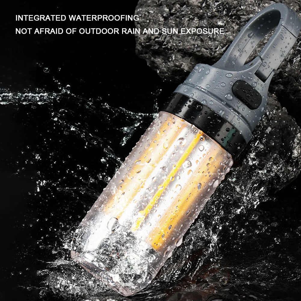 USB recarregável dupla fonte de luz, luz de tenda, branco quente, lanterna, lanterna camping, iluminação de pesca noturna, 600mAh