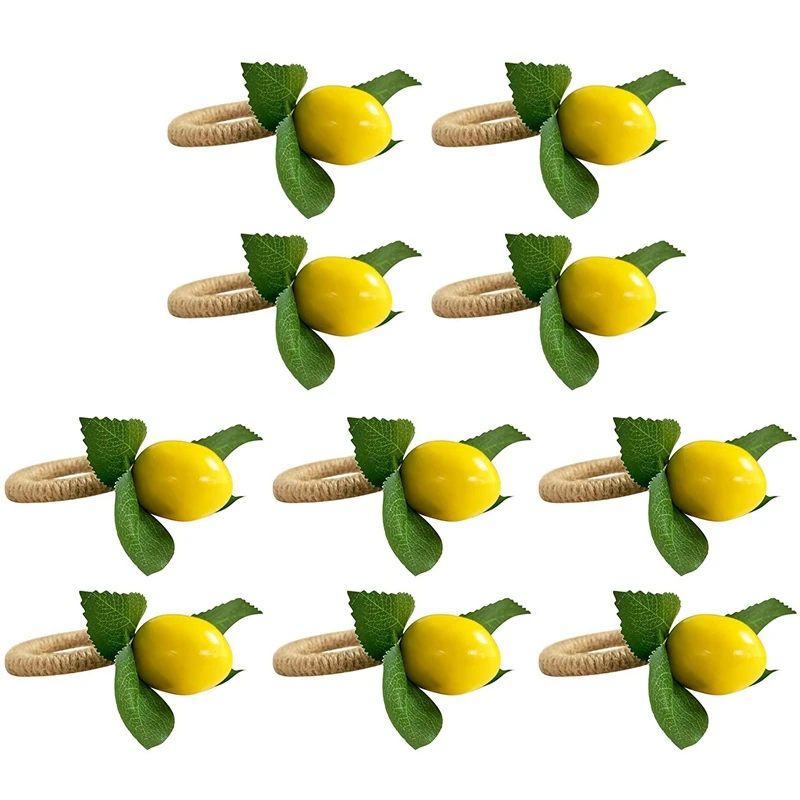 

10 Pcs Simulation Lemon Plant Napkin Ring Fruit Meal Buckle Hotel Model Room Napkin Ring Napkin Buckle Party Supplies