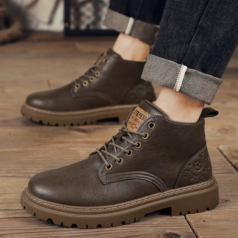 

Men's Casual Fashion Boots Retro All-match Work Shoes Fashion Desert Boots2024 New Men's Shoes High-top Leather Boots