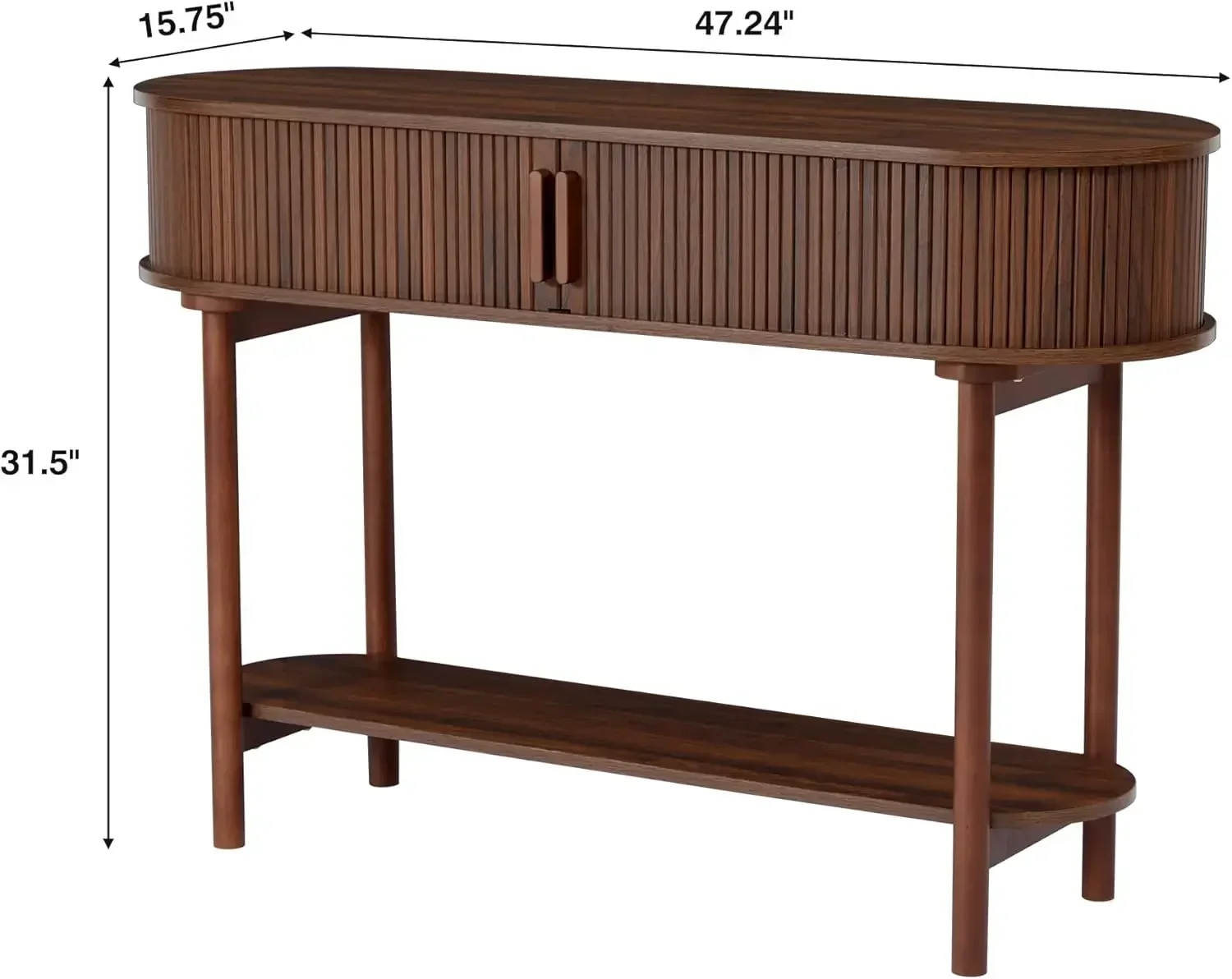 

[Hot Sale, Limited Stock!]2-Tier Sofa Table with Storage, Sofa Table Behind Couch Fluted Console Table, Modern Entryway Table wi
