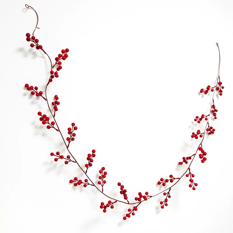 (1 Pcs/pack) Red Small Berry Pendant Christmas Tree Decoration 1.9m Long Wedding Decorations Holiday DIY Gift Pendants