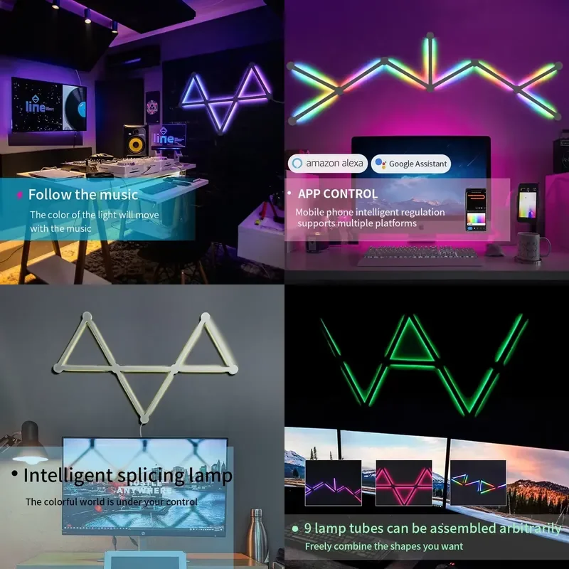 New Design LED Smart Light Strip Creative Decoration Detachable Smart Switch Light Rgb Trapezoid Atmosphere Wifi Smart LED
