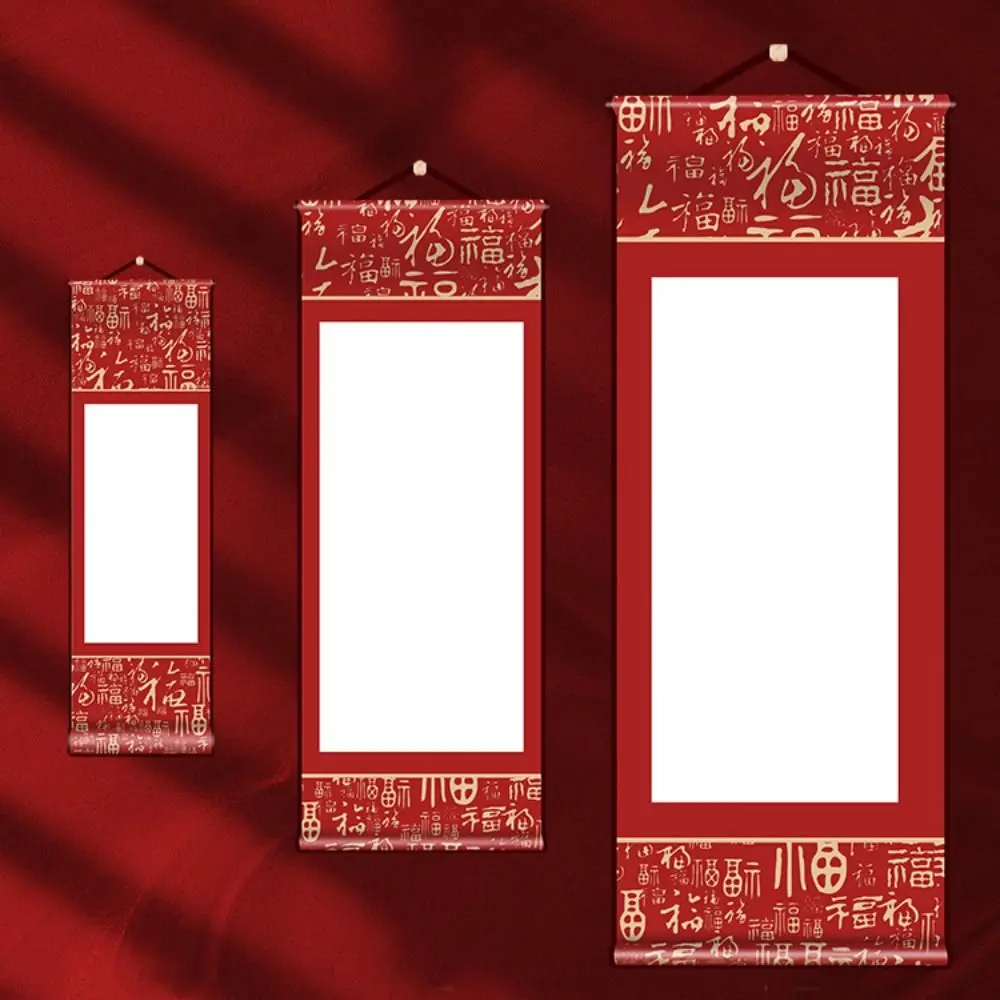 Painting Drawing Paper Vintage Rice Paper Scroll Self-made Gifts Chinese Style Blank Hanging Blank Scroll Hand-rolled Handcrafts