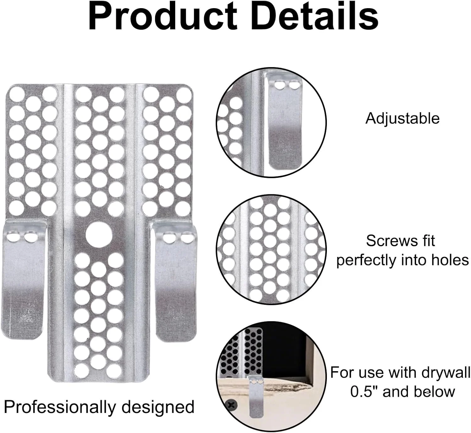 20pcs Drywall Repair Clips, Heavy-Duty Drywall Repair Clips with 40cps Screws Wall Hole Patch Kit for Wood Steel Studs