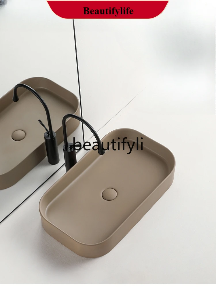 

B185 Brown card color personalized stage basin wash basin ceramic balcony basin household square