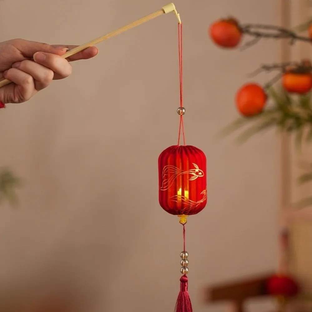 

2026 Horse Year New Year Lantern Chinese Style Glowing DIY Handheld Lantern Small Lanterns with Tassel Luminous Cloth Lantern