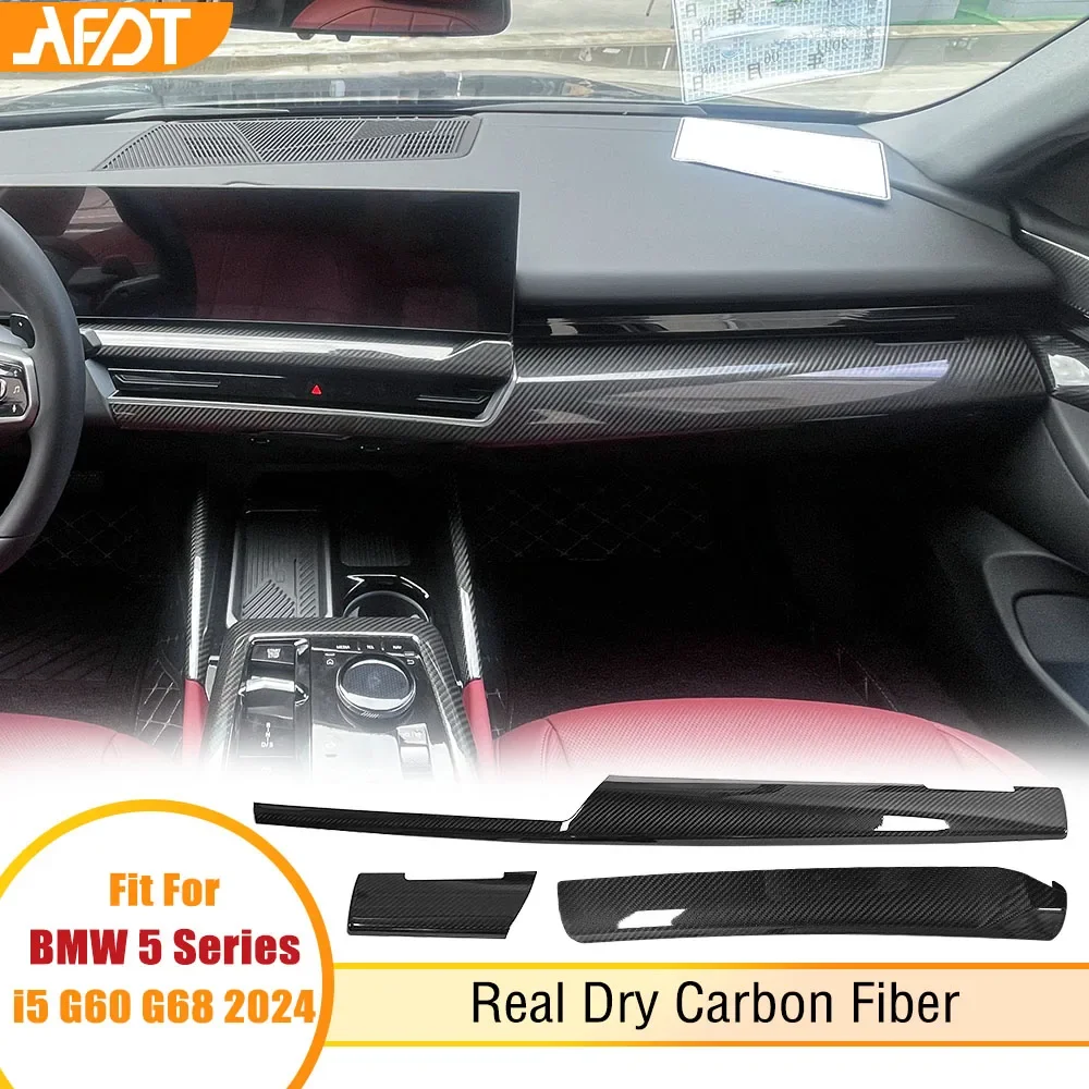 

AFDT для BMW 5 серии i5 M60 G60 530 G68 530Li 2024, автомобильные аксессуары, накладка на центральную консоль из настоящего углеродного волокна, панель приборной панели