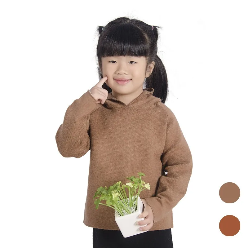 2026 Spring Kids Sweater 12M-5T Cartoon Fawn Girls Hooded Jacket Cute Back Zipper Coat Children Boys Knit Cardigan