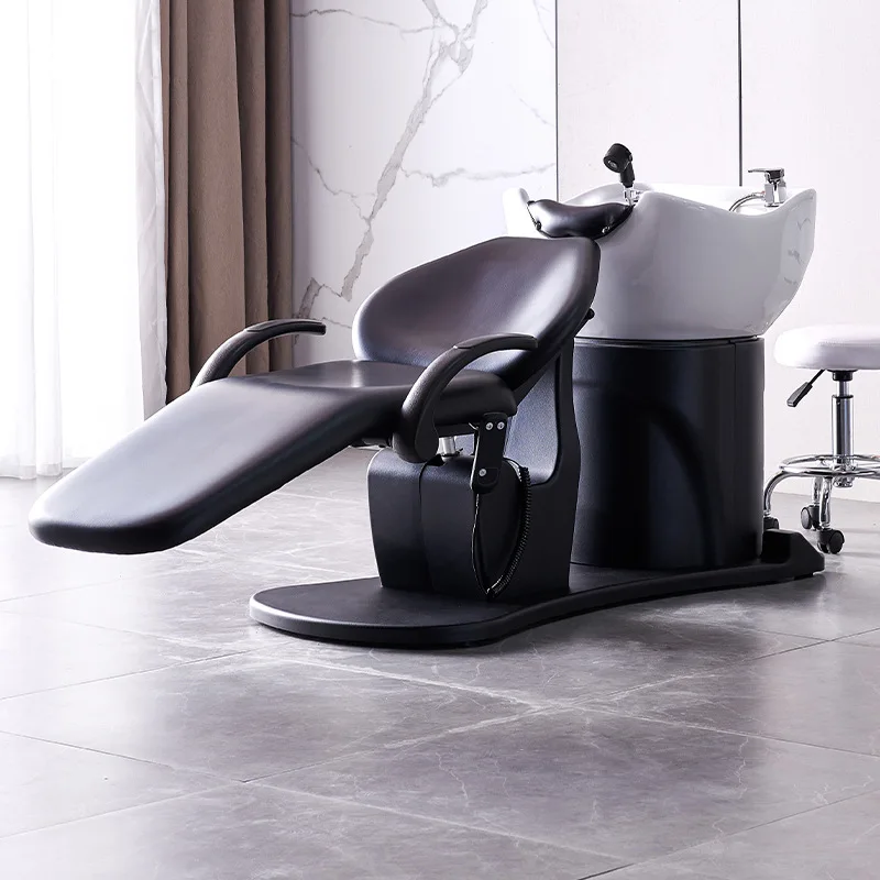 

BHair salon semi-reclining shampoo bed Hair salon special massage ceramic basin Shampoo bed