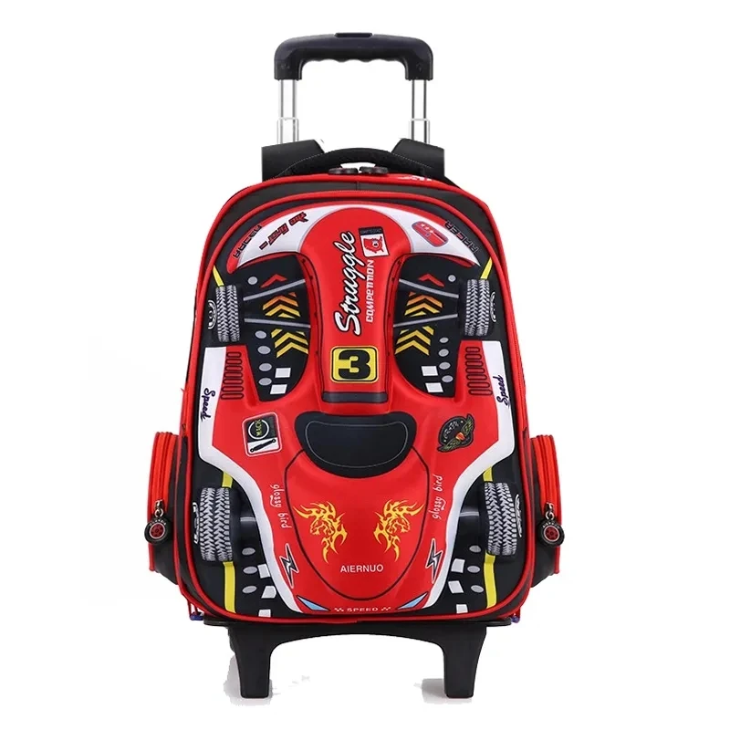 kids car style  School Trolley bag 3D EVA School Rolling backpack Bag with wheels for boys student Trolley backpack wheeled bag