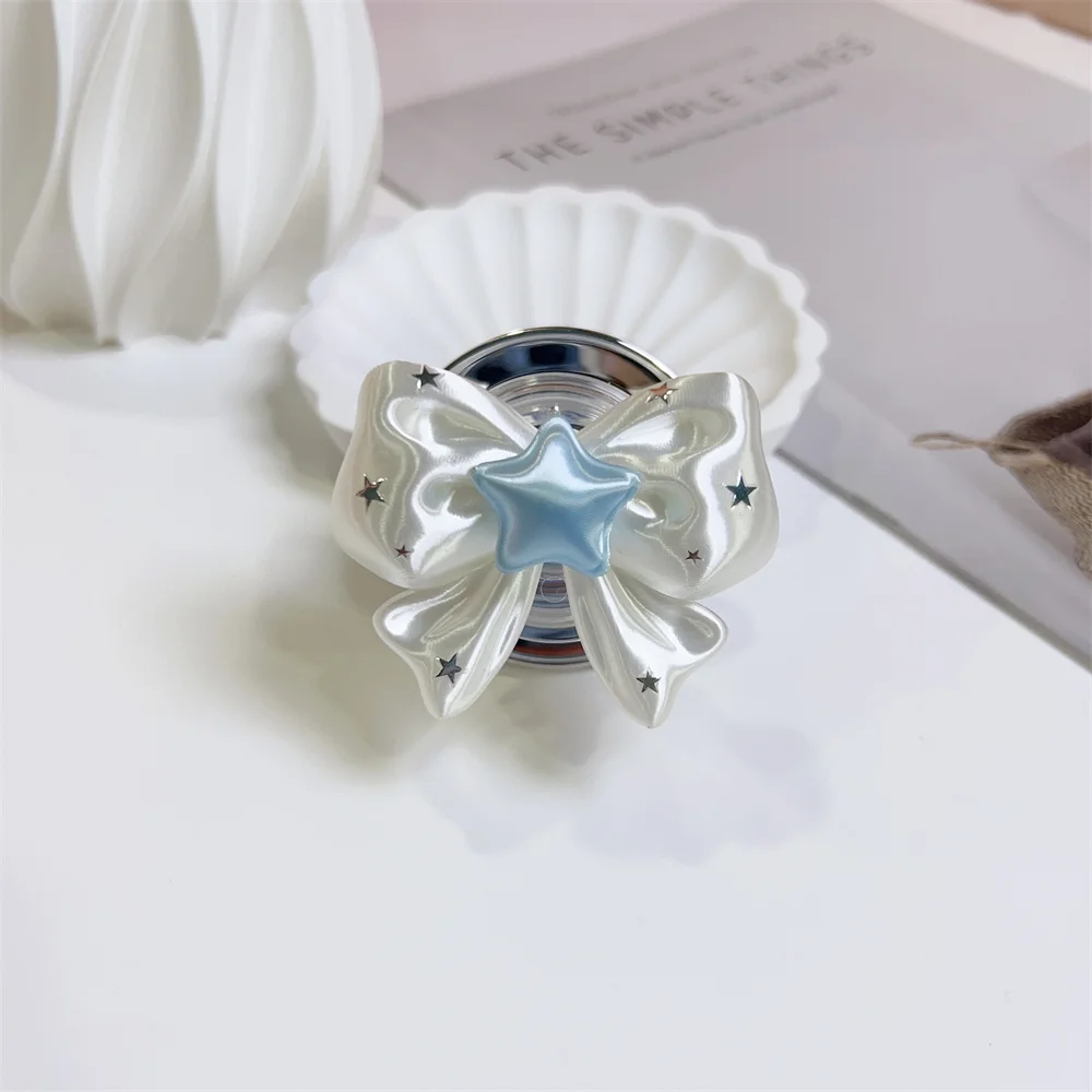 3D Silk Bow Knot Star Magnetic Pop Socket Phone Griptok For iPhone 17 16 15 14 13 Pro Max MagSafe PopSockets Grip Tok Holder view 6