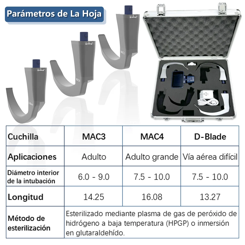 3.5 inch Touchscreen Digital Video Laryngoscope with 3 Reusable Blades (MAC3 / MAC4 / D-Blade) Include Suitcase Waterproof Cap