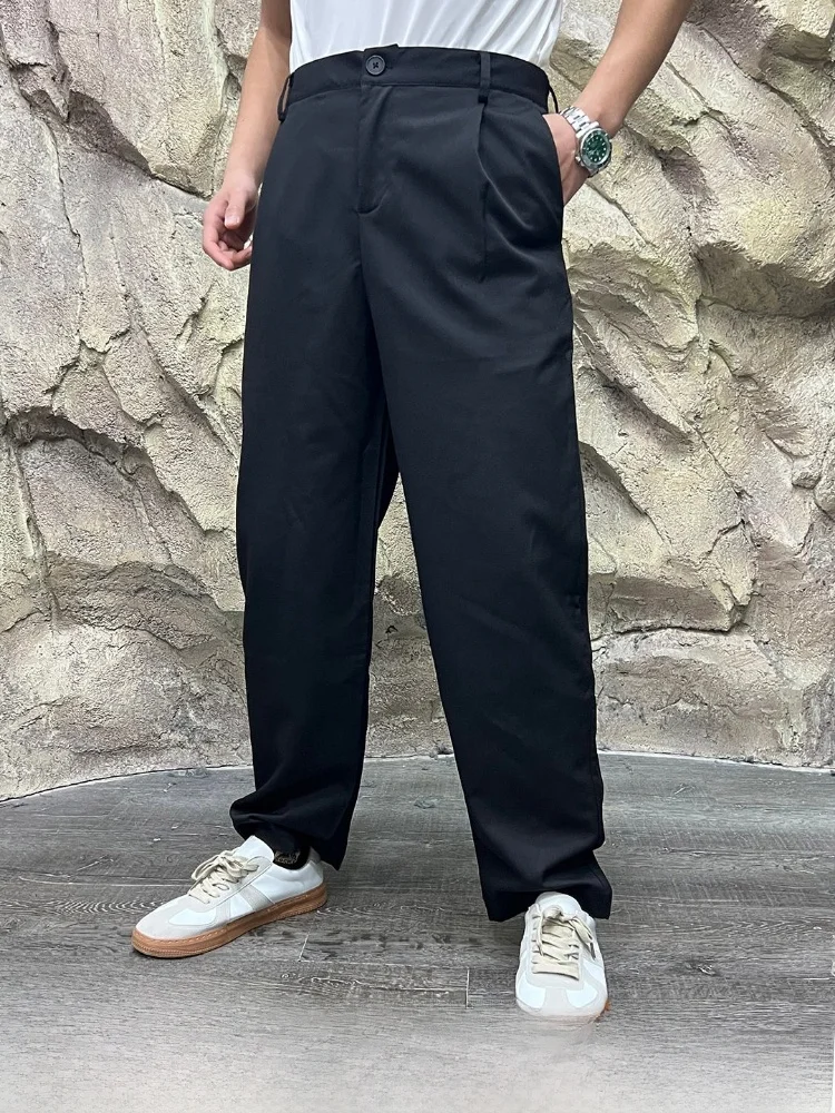 

Дышащие мужские повседневные брюки из смесового полиэстера с эластичным поясом, удобные для города, прямого кроя, новинка весенней коллекции