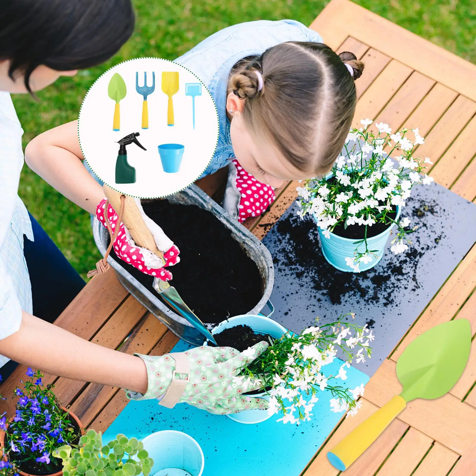 Juego de herramientas de jardín, pala para niños, juguetes para niños, Mini herramientas de plástico para plantar