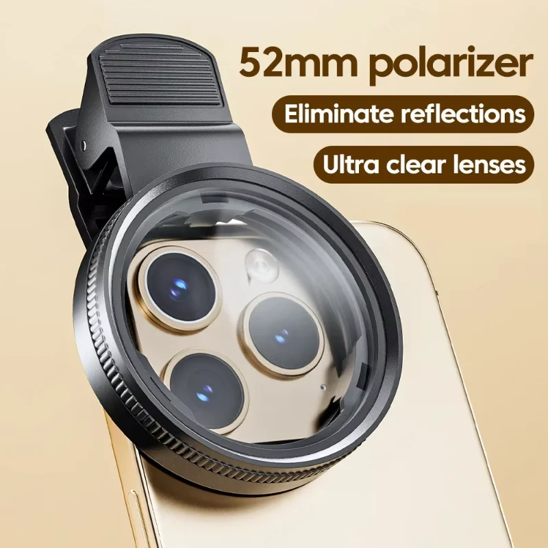 New 52mm CPL Mobile Phone Lens Filter Lens Clip Camera Accessories Circular Polarizer Filter for Canon Nikon for All Smartphone