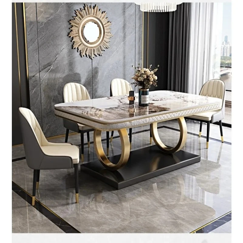 

Small apartment high-end rectangular modern simple marble dining table