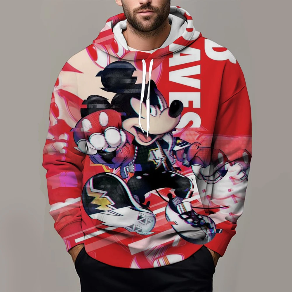 

New Spring and Autumn men's hoodies Mickey Mouse men's and women's oversized casual sweaters with anime cartoon patterns Fall/Wi