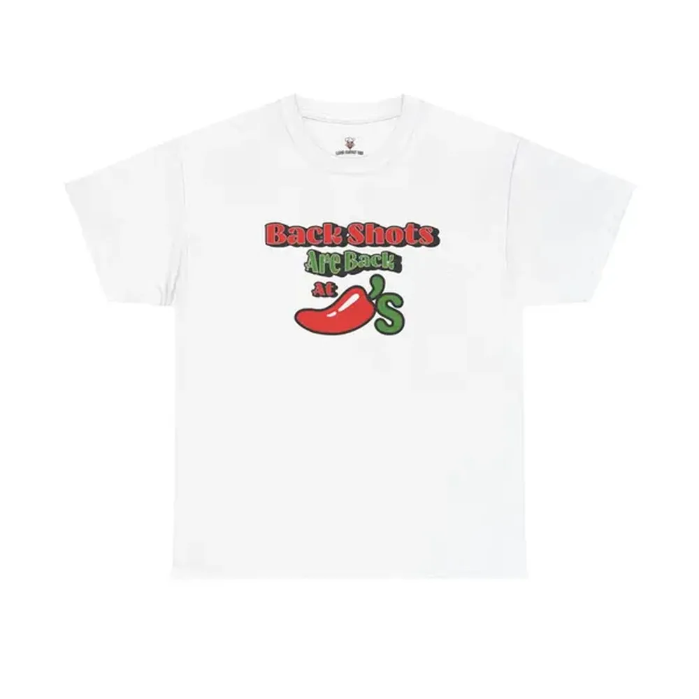 Spicy Back Shots Tee - Funny Cotton Shirt for Friends, Christmas Gift for Foodies, Perfect for Parties, Chilis Lover Apparel