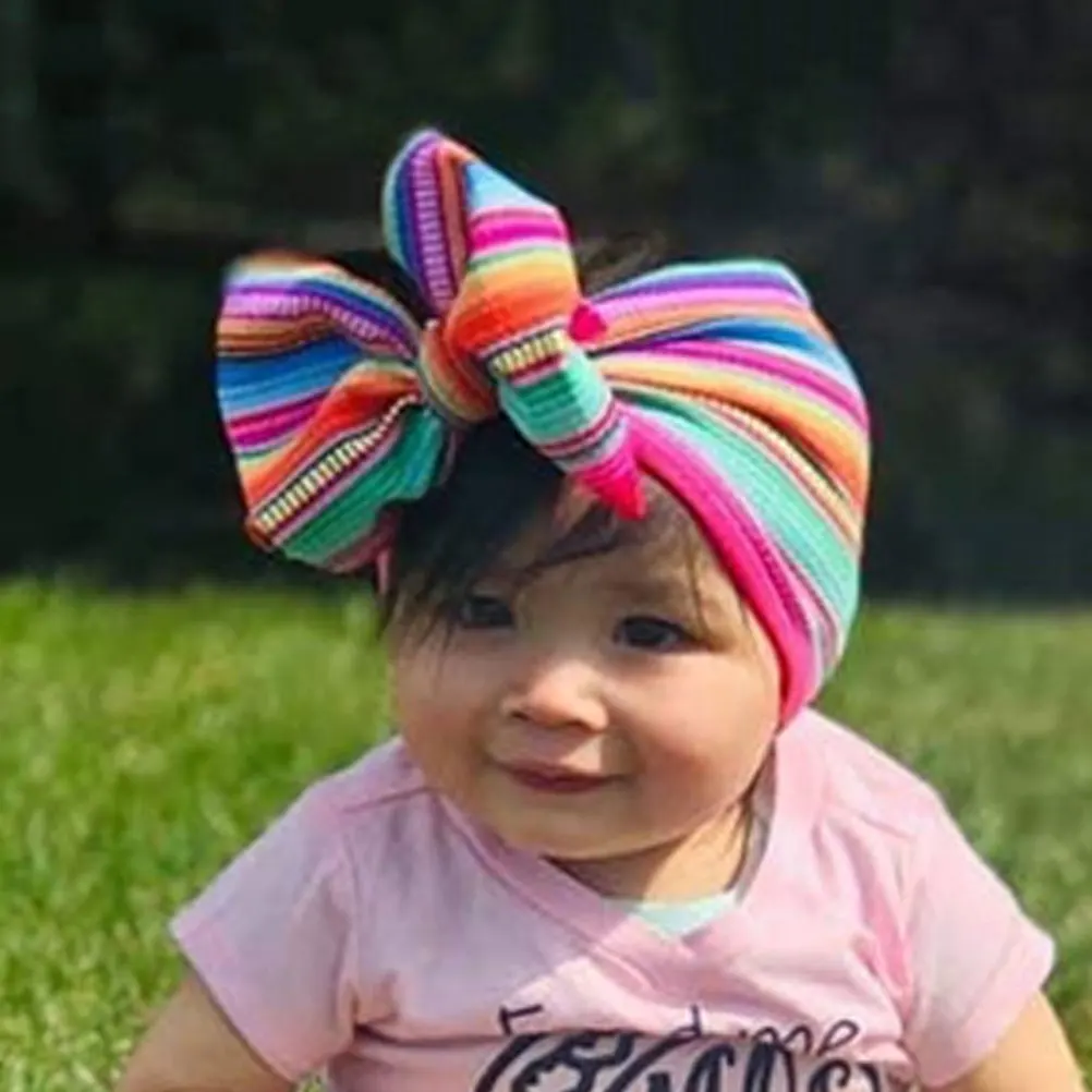 

2 Pcs Baby Headbands Children Hair Accessories Wide Soft Comfortable Newborn Girl Bow Toddler Headdress Rainbow Heart for Infant