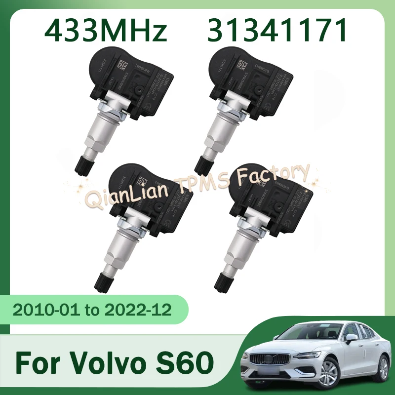 

1/4 шт. 433 МГц 31341171 TPMS система контроля давления в шинах для Volvo S60 S60L C30 C70 S40 S80 S80L V40 V50 V60 V70 XC60 XC70