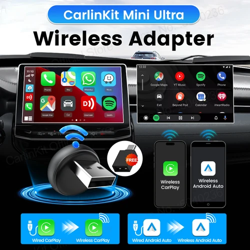Imagen 2 del producto Mini Ultra 3 CarlinKit 5,0 adaptador inalámbrico CarPlay Android Auto para coche OEM Plug & Play WiFi Bluetooth conexión automática