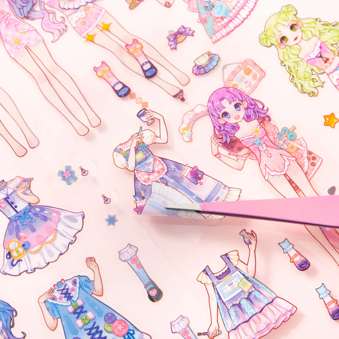 Kawaii Pink fantasy 3D outfit change Landscape Sticker book DIY Pocket Cabin Scene festival gift ﻿