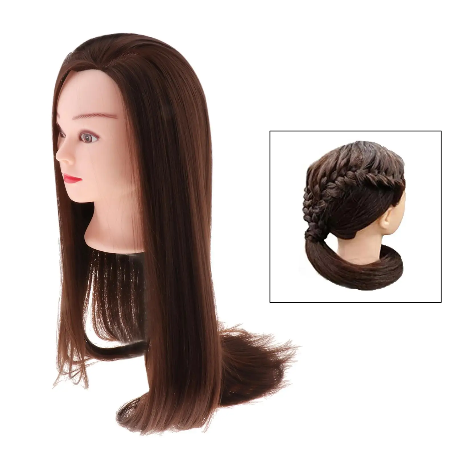 Head Synthetic Fiber Hair 24.8 inch Long Hair Styling  Cosmetology Doll Head Hairdressing for Cutting Braiding Practice