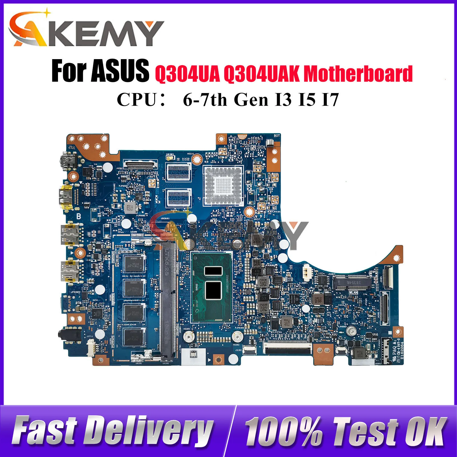 

Материнская плата для ноутбука Q304UA для ASUS VivoBook Q304U Q304UAK Q304UA, материнская плата для ноутбука с процессором I3 I5 I7, 100% тестирование, ОК, быстрая доставка