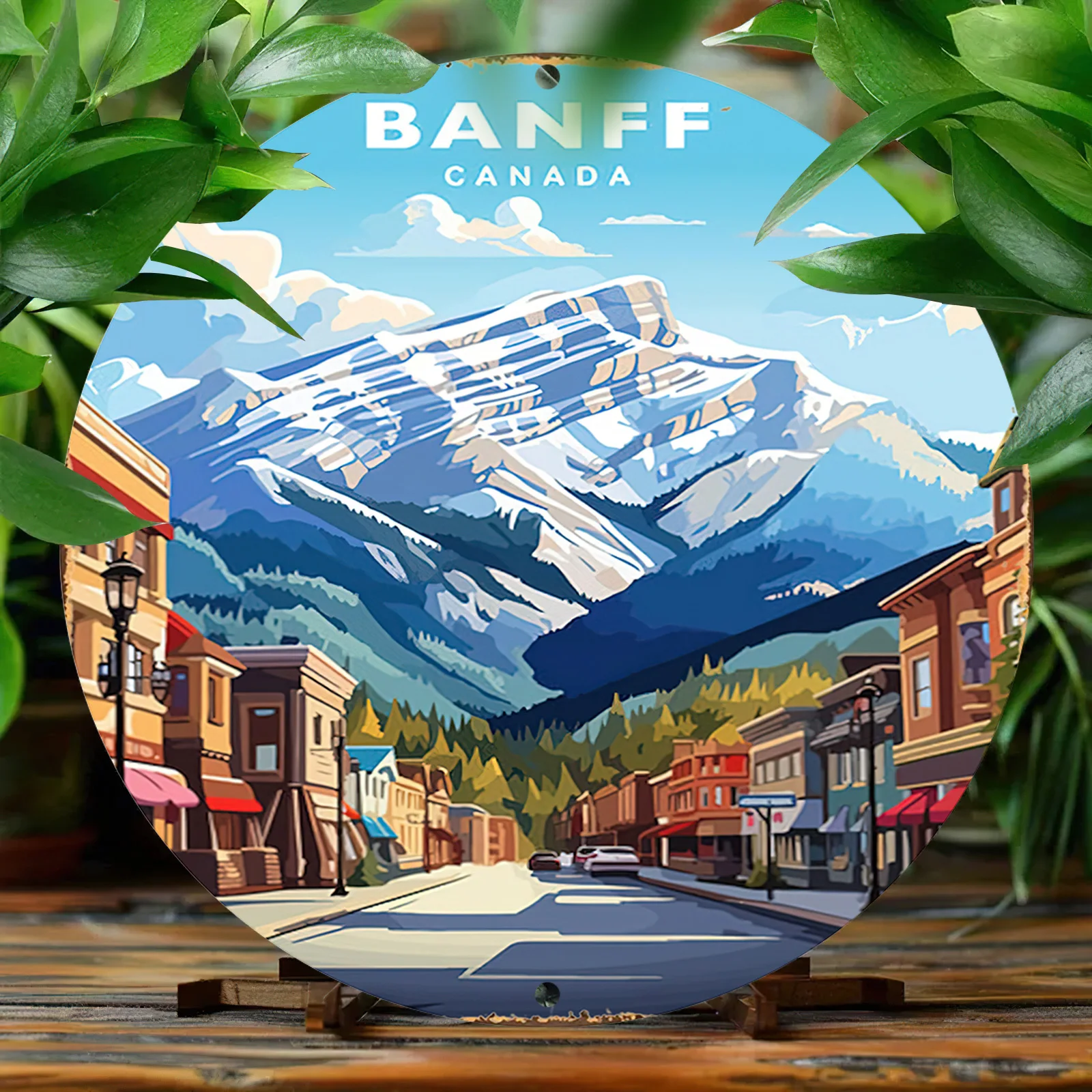 Banff Canada Aluminum Metal Sign - Round Vintage-Inspired Wall Art for Home & Bar Decor, Weatherproof & HD Printing, Pre-Drilled