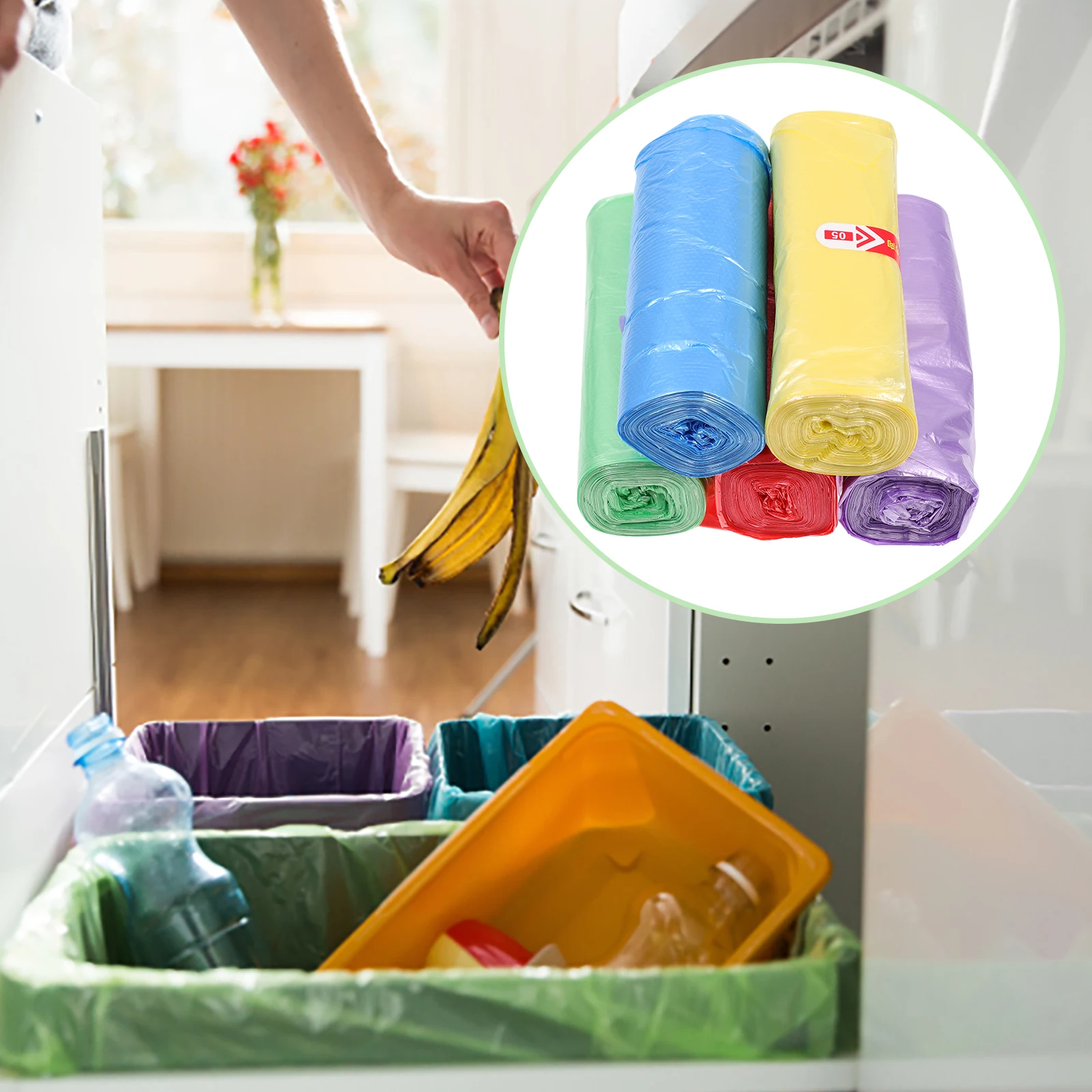 

125pcs Trash Bags Small Colorful Household Kitchen Bathroom Bedroom Office Garbage Bag Disposable Large Capacity PE