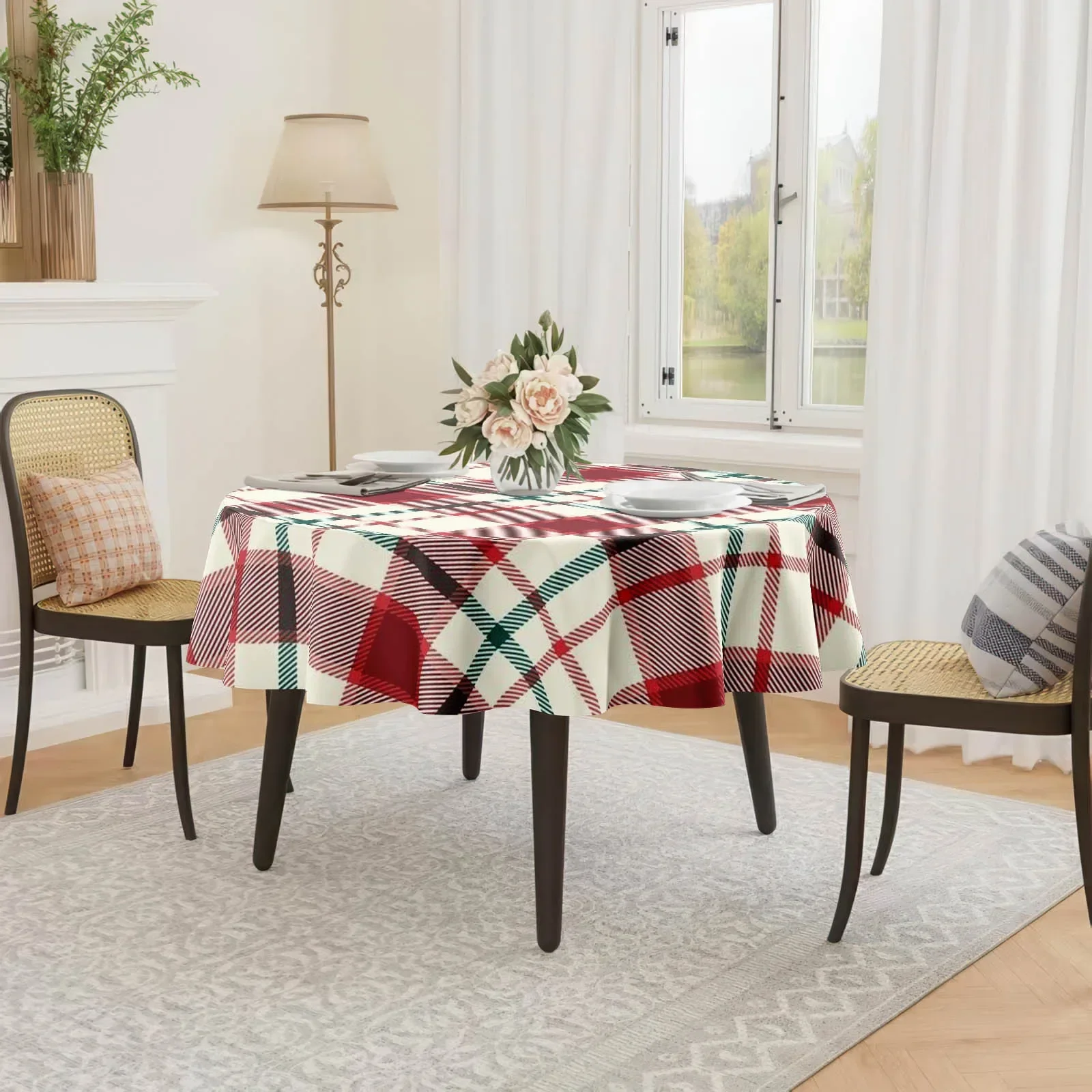 1 PC Red Check Pattern {2D Fingerprint Printing} Printed Tablecloth, Party Tablecloth for Festivalszyc
