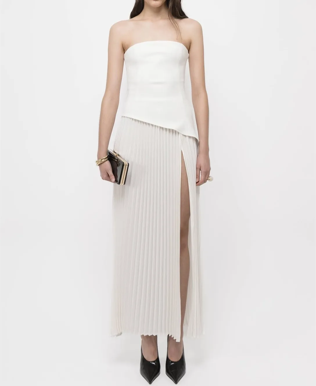

Customized Short Crepe Evening Dresses with Slit Straight Pleated فساتين سهرة Ankle Length Prom Dress for Women