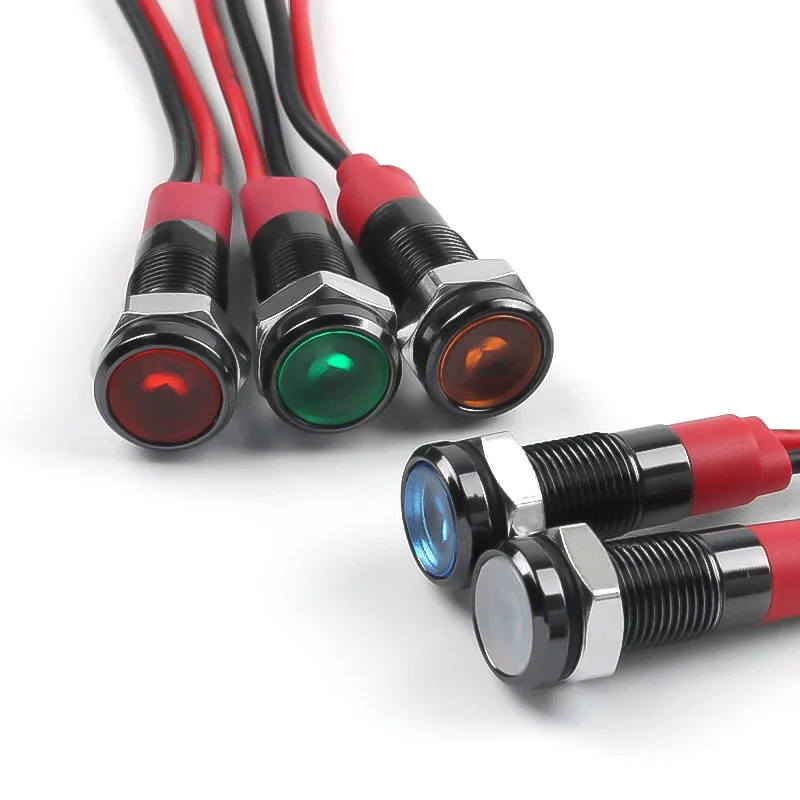 LED Metal Gösterge Işığı 6mm Siyah Kabuk Su Geçirmez Güç Sinyal Lambası DC3V/5V/6V/12V/24V/AC220V Kırmızı Sarı Mavi Yeşil Beyaz