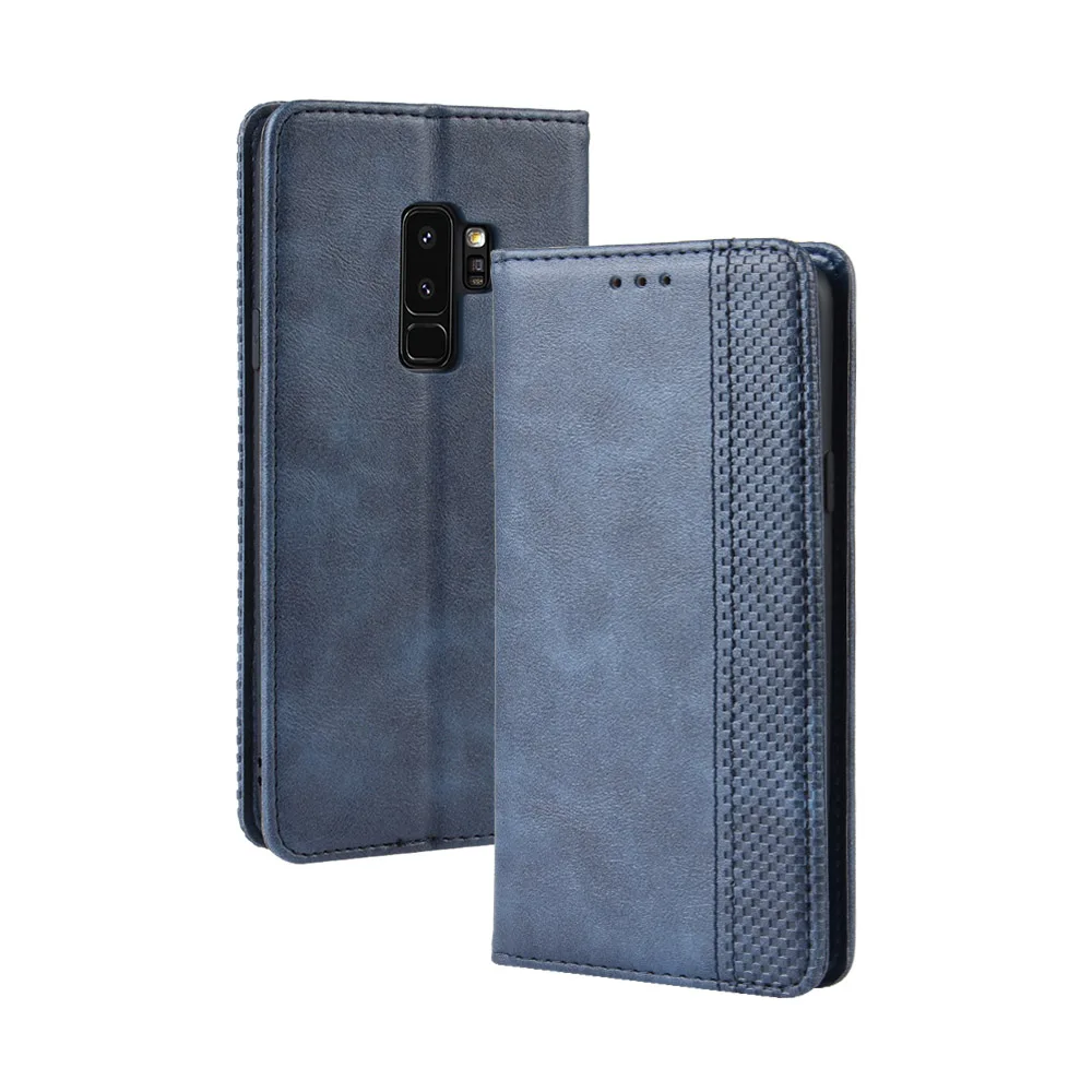 Flip Retro Style Leather Magnetic Closure Phone Cover For Samsung Galaxy S8 S9 Plus 6.2 inch Wallet Fall prevention Phone Case