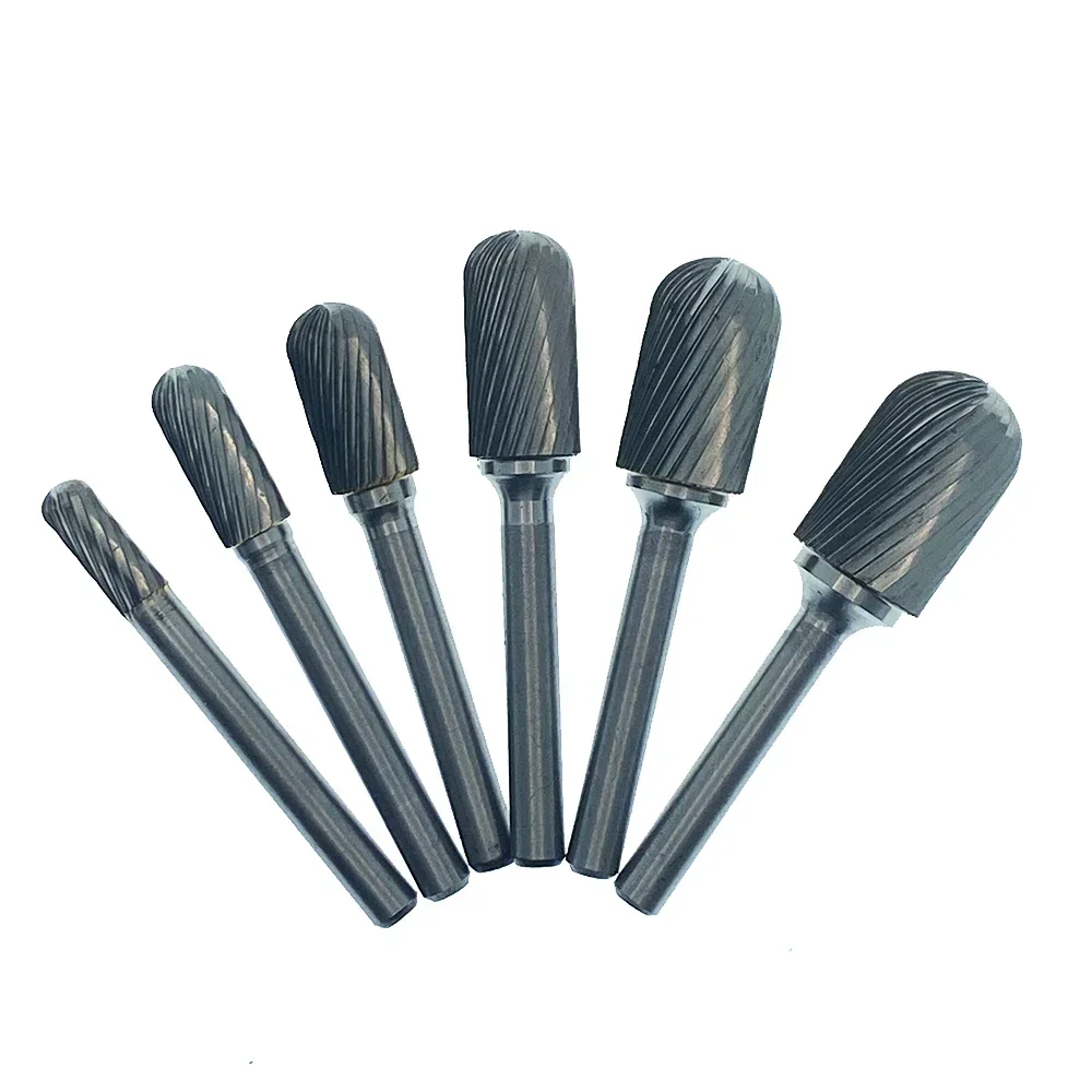 6mm C&CX Type Head Tungsten Carbide Rotary File Tool Point Burr Grinder Abrasive Tools Drill Milling Carving Bit Tools for Metal