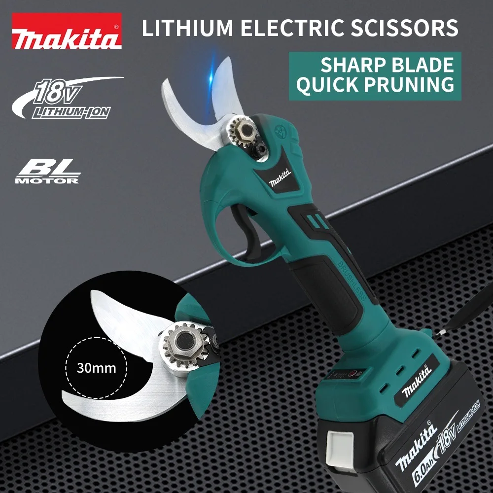 Makita-tijeras eléctricas sin escobillas para el hogar, recortadora de jardín eléctrica inalámbrica profesional, herramientas eléctricas portátiles,