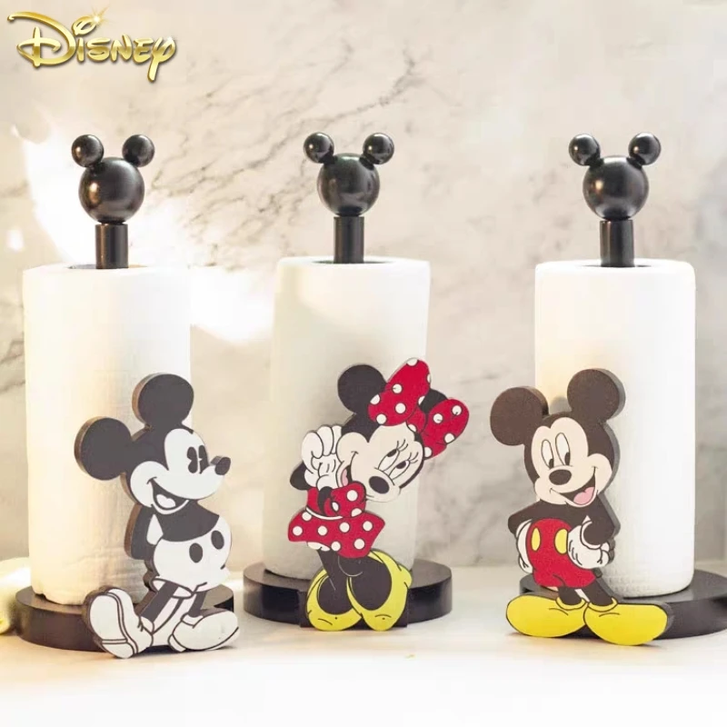 Disney Anime Hobby Mickey Mouse Minnie Creative Kitchen Upright Paper Towel Hanger No Punch Lazy Cartoon Rag Tissue Holder