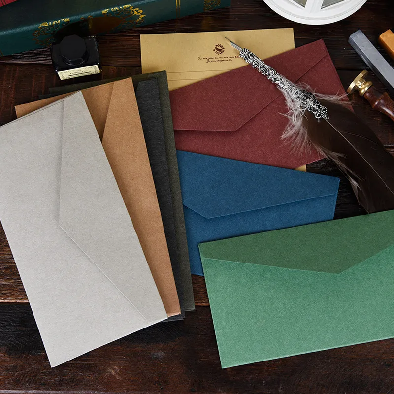 5/10 pçs estilo ocidental cor sólida envelope de papel em branco retro business5envelope fogo pintura convite mão conta envelope