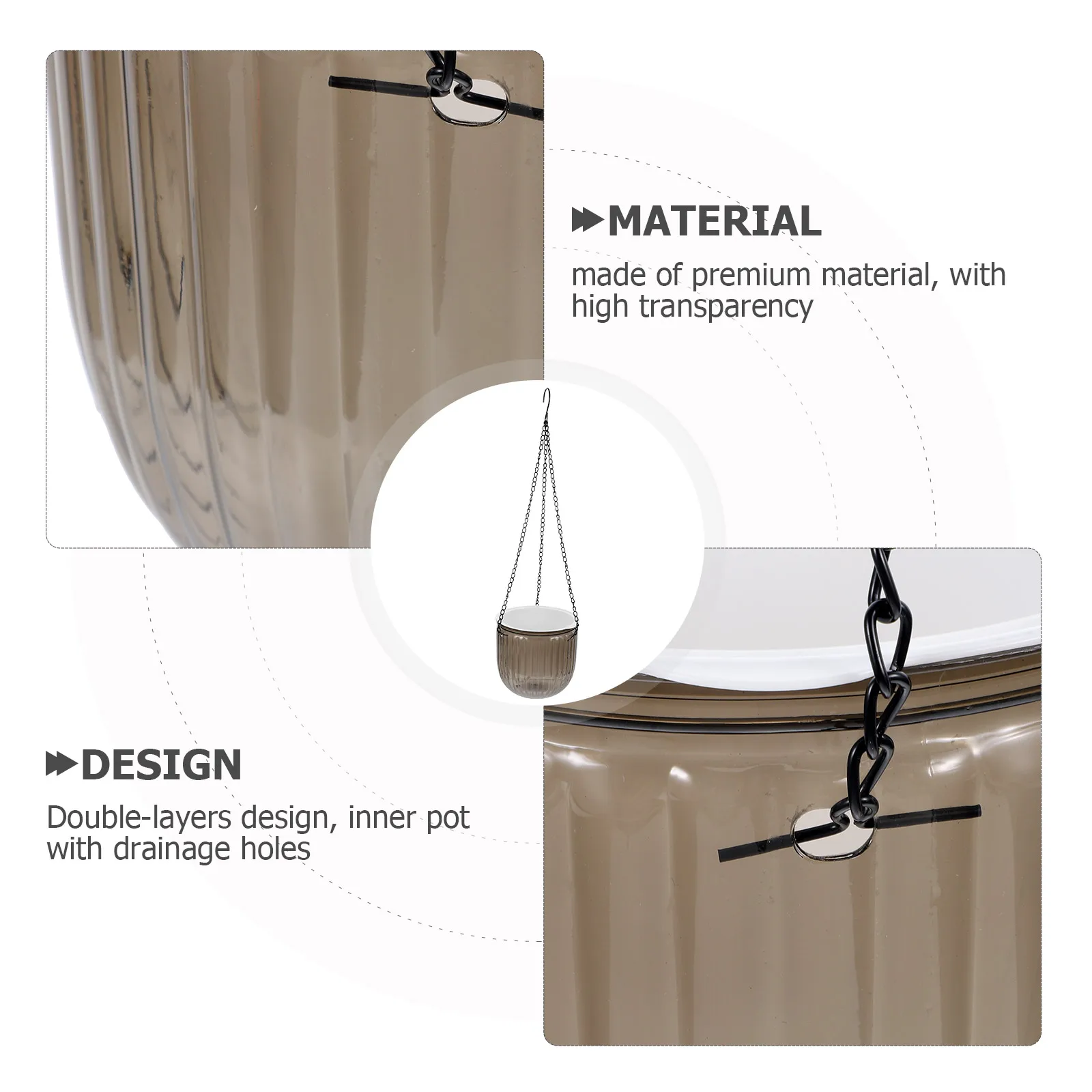 

2Pcs Large Diameter Hanging Plant Pot Self Watering Planter Indoor Outdoor Double Layer Design with Drainage Cotton Rope