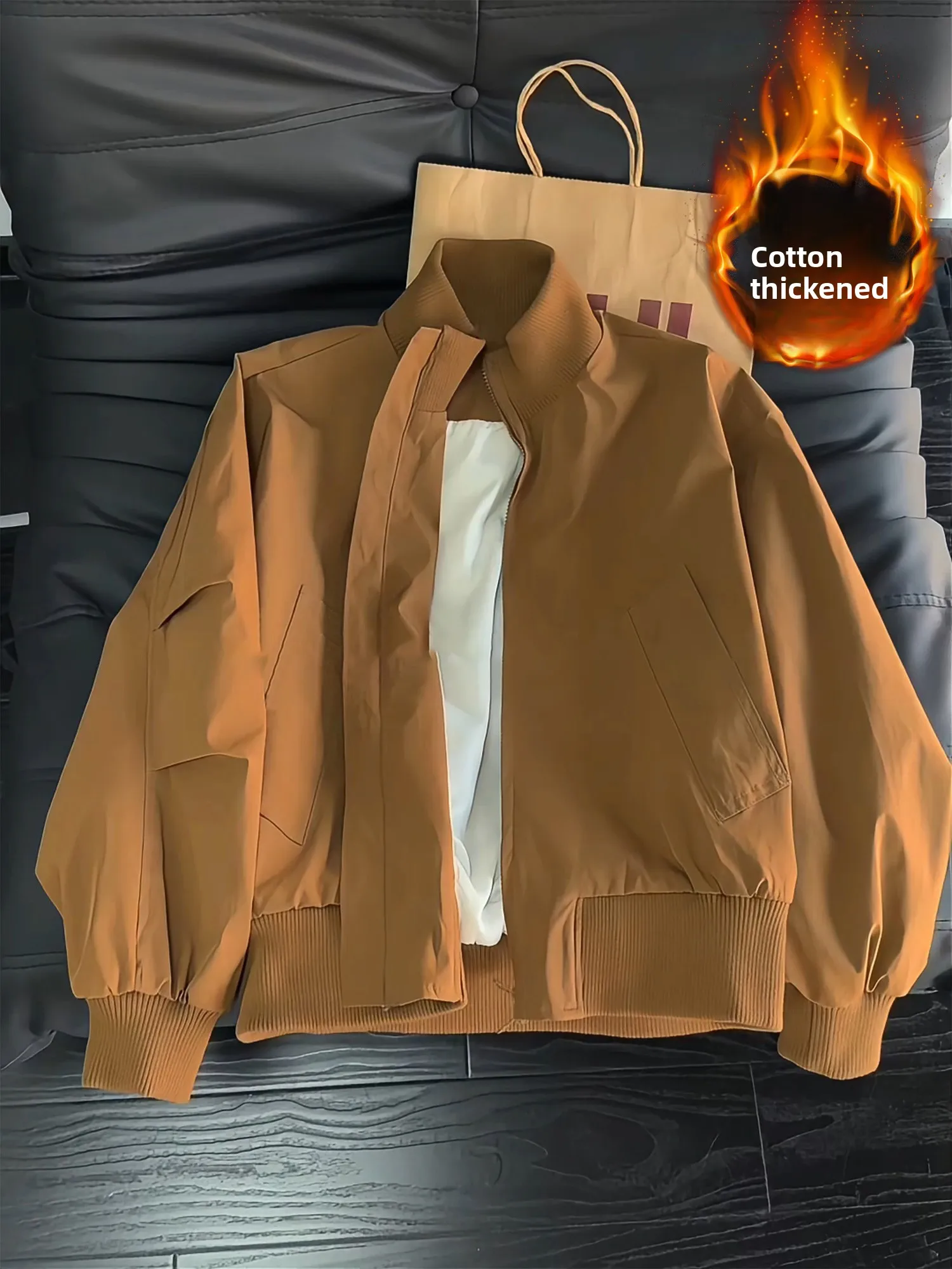 

Мужская зимняя куртка-бомбер из хлопка с начесом, теплая повседневная куртка-бомбер из полиэфирного волокна