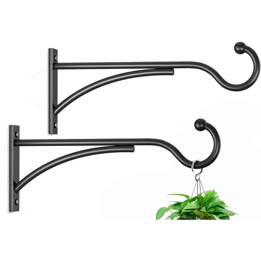 

Outdoor Plant Hanging Hooks for Wall: 11 Inch Black Metal Bracket for Hanging Baskets Bird Feeders Wind Chimes Flower Baskets Y