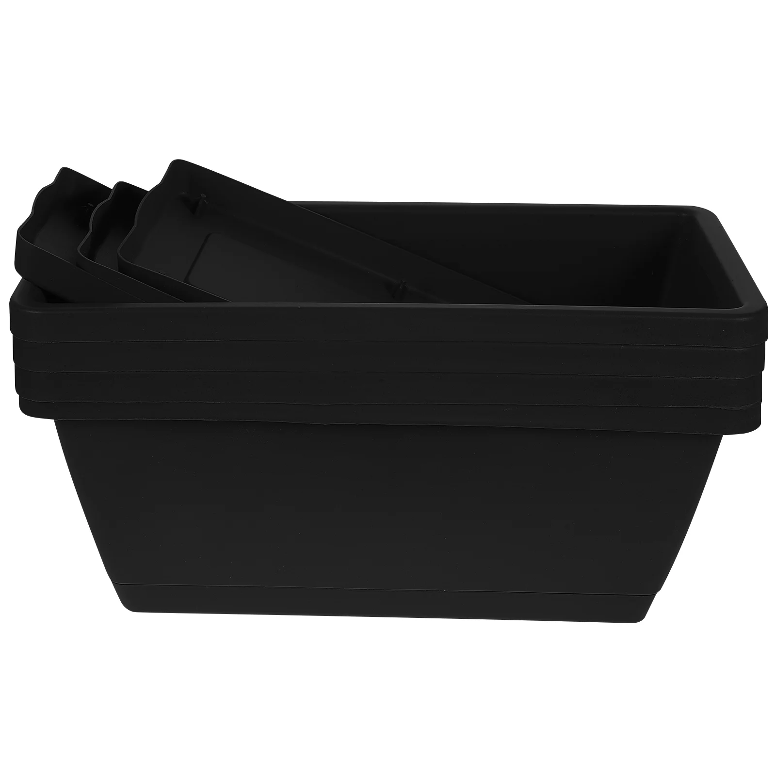 

4 Pcs Plant Rectangular Flower Pot Pots Vase Outdoor Planter Indoor Planters Black