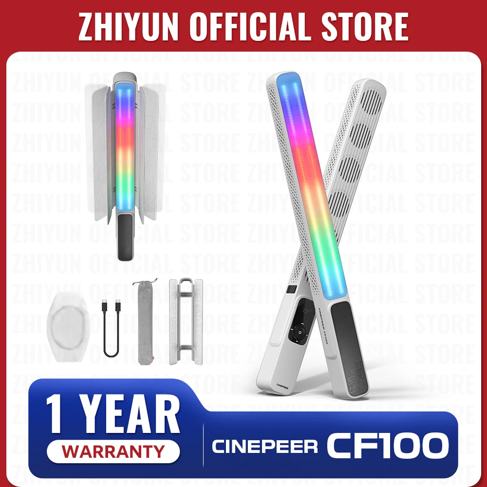 ZHIYUN Official CINEPEER CF100 100W RGB Handheld Stick Light  LED Lights 2700K-6500K for Photo Video Streaming Photography Light